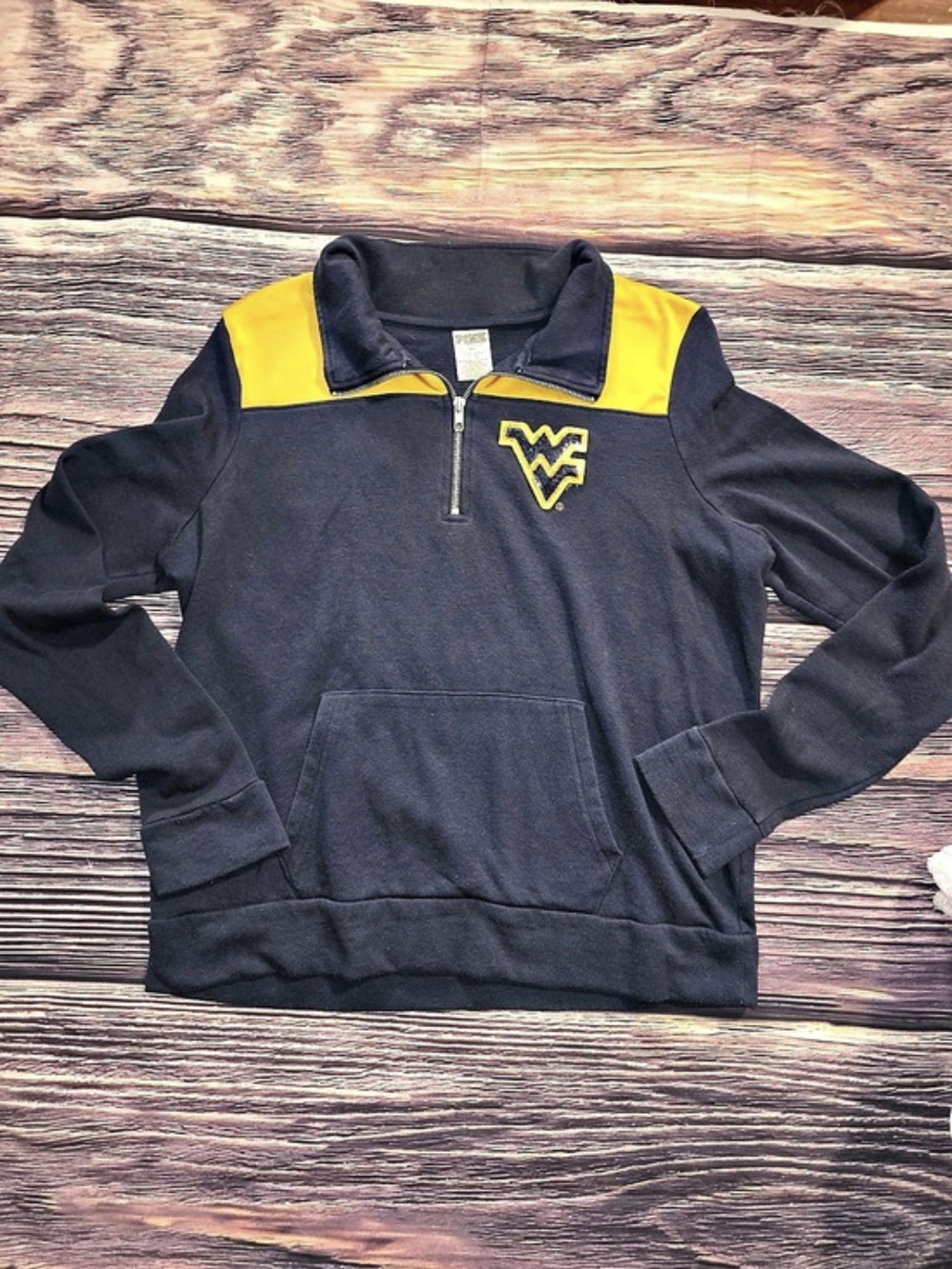 PINK West Virginia Half Zip Sweatshirt Size Large